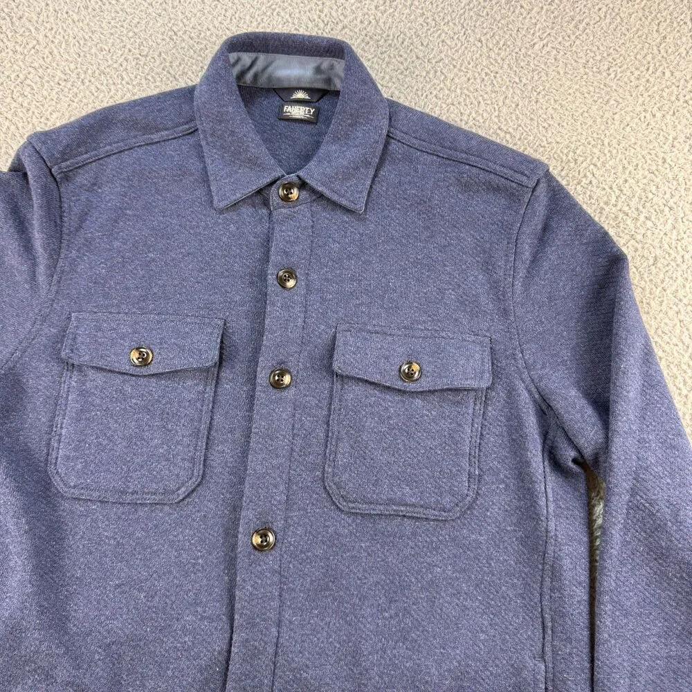 Faherty Reserve Inlet Knit CPO Shirt Jacket Mens Medium Hendricks Indigo Wash